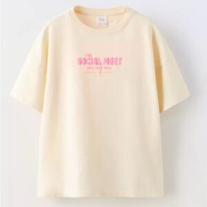 Zara Kids Beige Tee with Pink Graphic